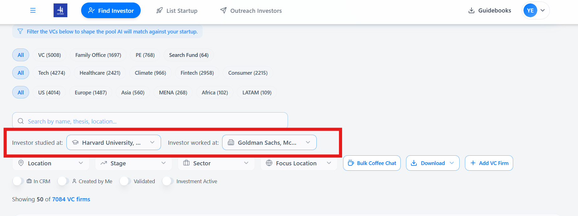 Wonder which VC investors from your school or company?