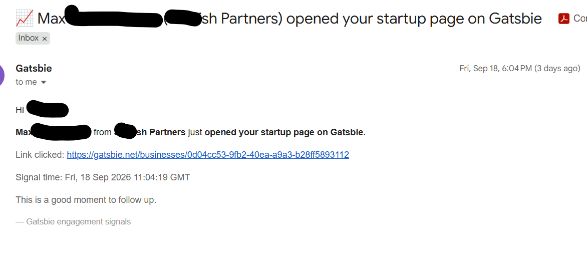 Track what happens after you email an investor